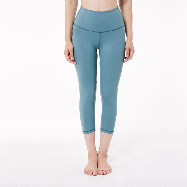 Yoga High Elastic Waist Solid Skinny Stretch Capris Leggings - fordoyoga